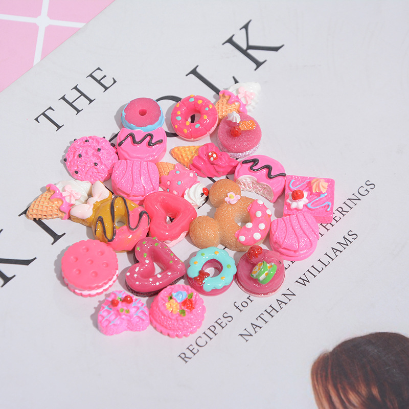 Ornament Accessories Resin Phone Case Beauty DIY Handmade Material Decoration Pink Cake Ice Cream Donut