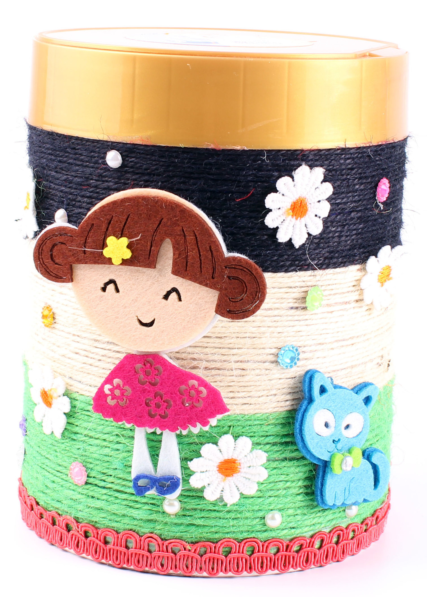 麻绳瓶子奶粉罐diy手工废物利用收纳装饰幼儿园创意花瓶制作材料