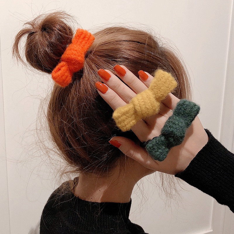 Plush Korean Version Hair Rope New Knitted Wool Hair Band Autumn and Winter Rubber Band Headdress Hair Accessories Hair Ring Female Large Intestine Thick Hair Band