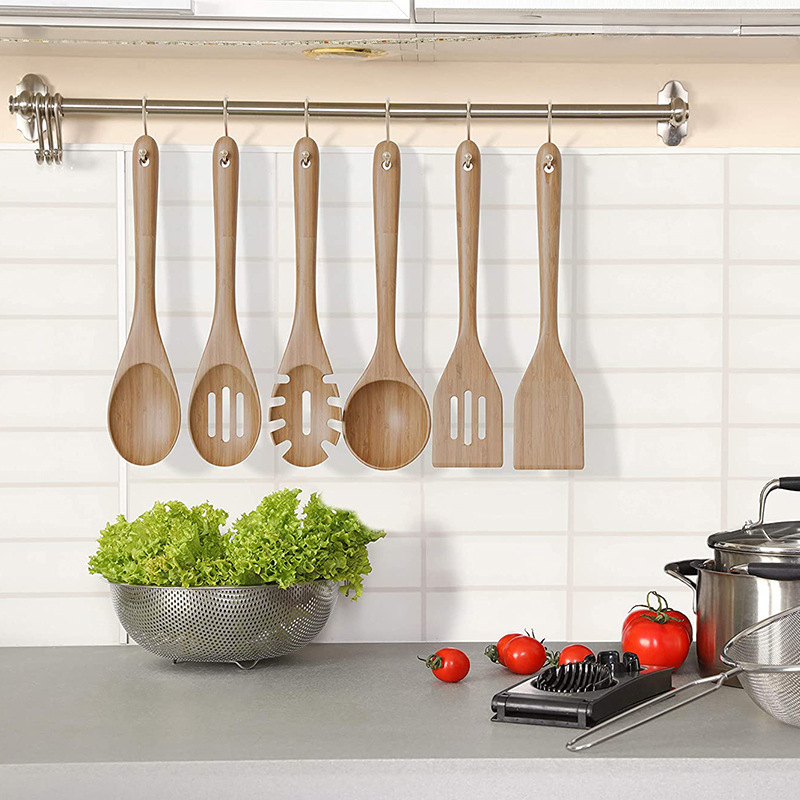 竹铲 侧压勺铲6件套 竹制厨房用具套装 居家厨房烹饪 亚马逊hot