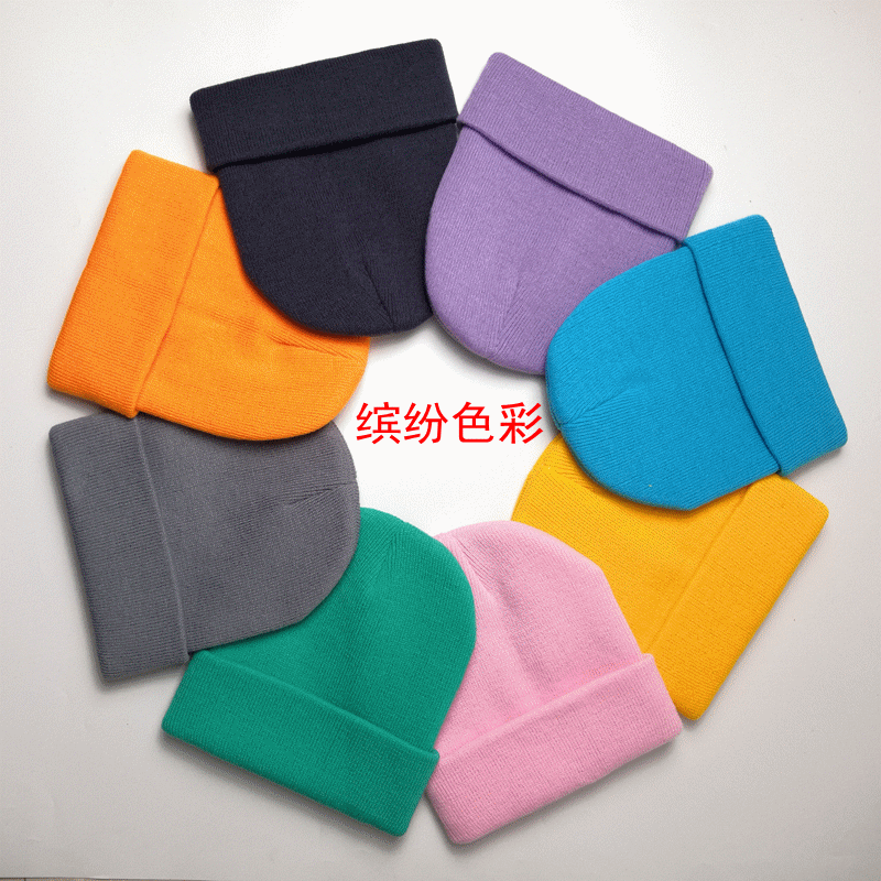 红色冷帽刺绣字母针织帽双层晴纶毛线帽无檐小便帽外贸纯色-阿里巴巴