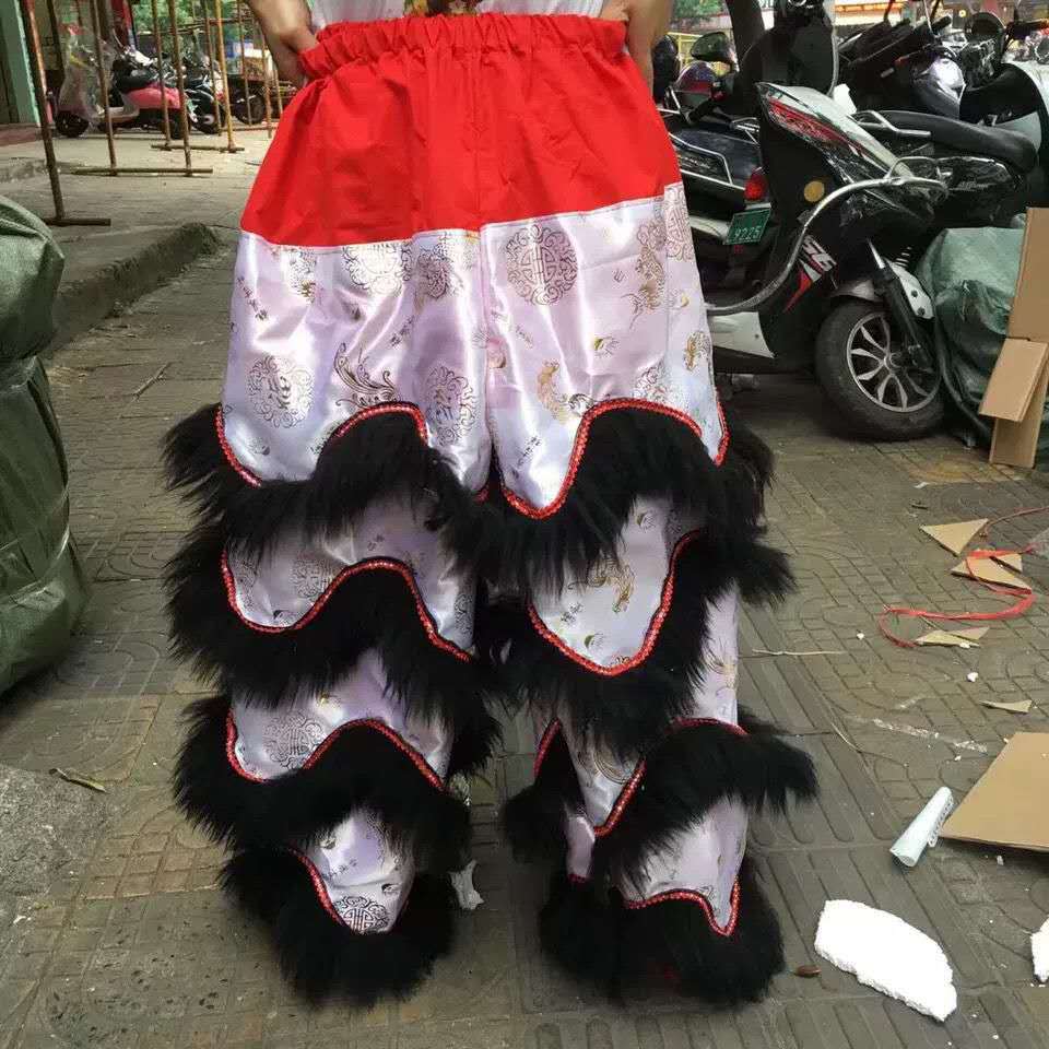 珠片布人造毛狮裤 醒狮龙狮南狮舞狮服装演出服狮裤