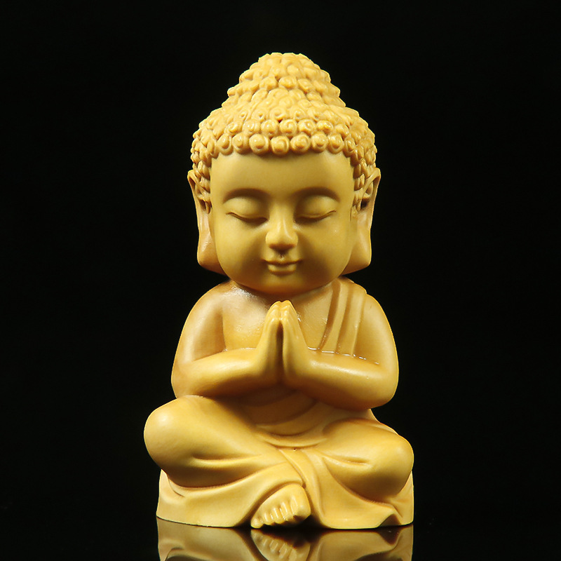 黄杨木雕释迦手工艺品家居饰品汽车摆挂件佛像q版卡通牟尼如来佛