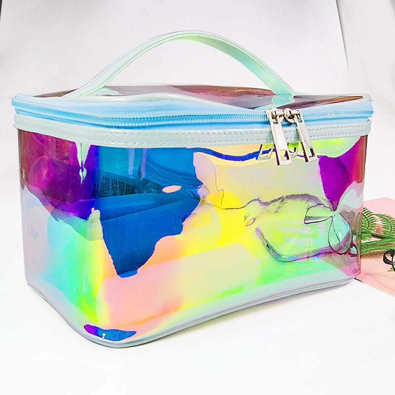 Internet Celebrity Large Capacity Portable Cosmetic Bag Korean Laser TPU Transparent Travel Make-up Bag