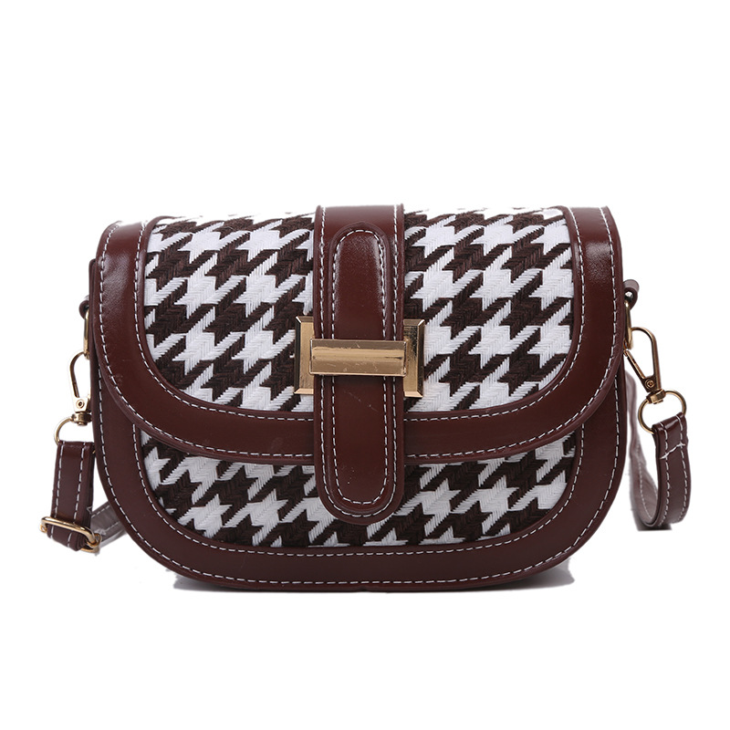 Women's Bag 2020 Autumn and Winter French Style Saddle Bag Fashion Trendy Simple Messenger Bag Fashionable Plaid Shoulder Bag