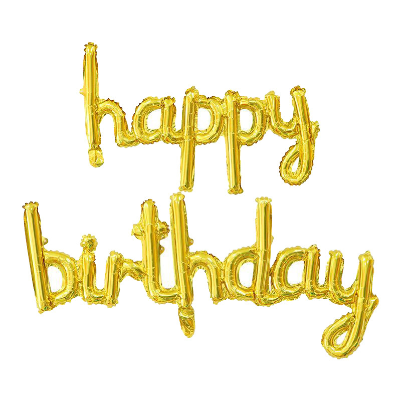 纸卡套装连体英文生日快乐字母气球小写happy birthday铝膜气球