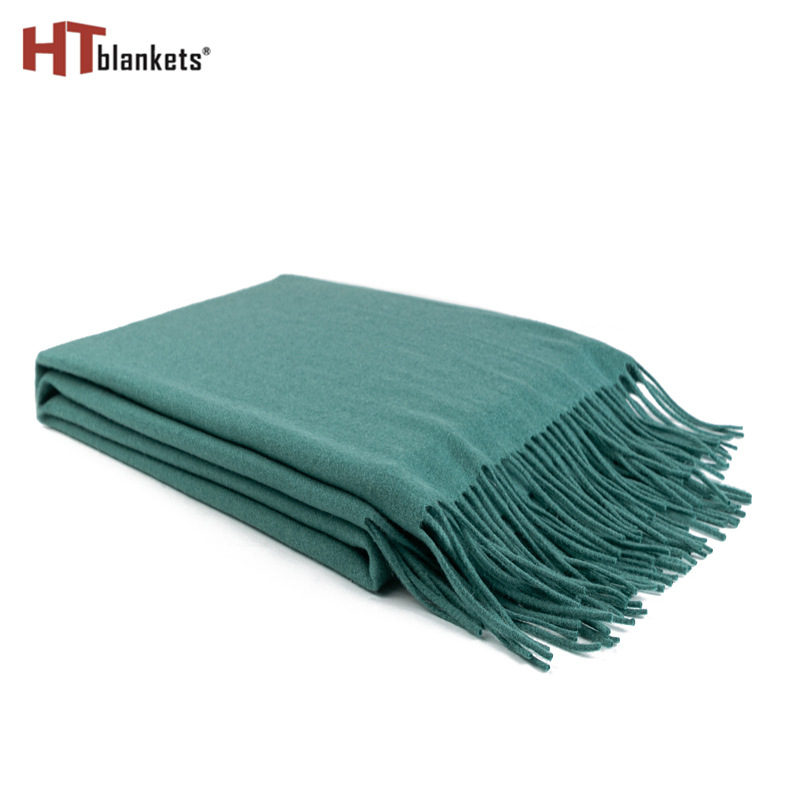 Long Thickened Scarf Shawl Dual-Use Cyan Tassel Sofa Blanket Autumn and Winter Women's Scarf