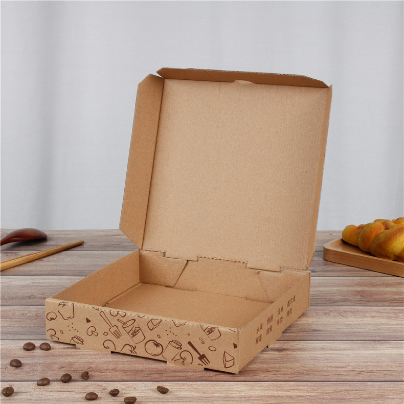 正方形翻盖牛皮纸披萨包装盒来图定 制食品包装盒外卖打包纸盒