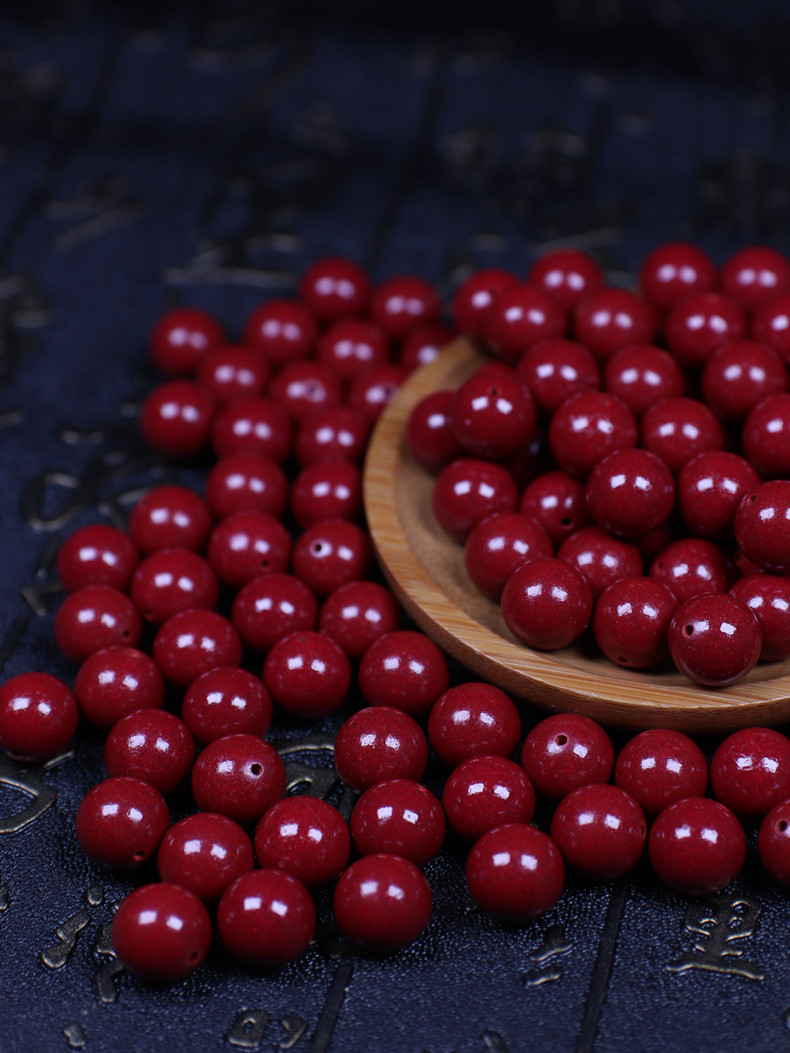 批发天然朱砂原矿朱砂紫金砂圆珠散珠高含量紫砂手链diy佛珠配珠