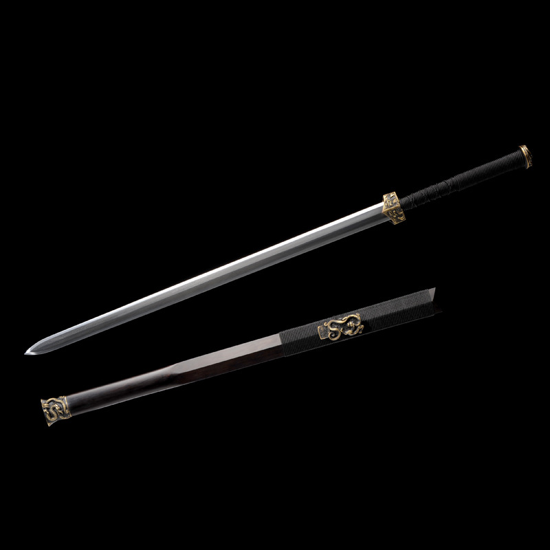 龙泉刀剑花纹钢烧刃一体宝剑手工锻打春秋汉剑八面剑冷兵器未开刃