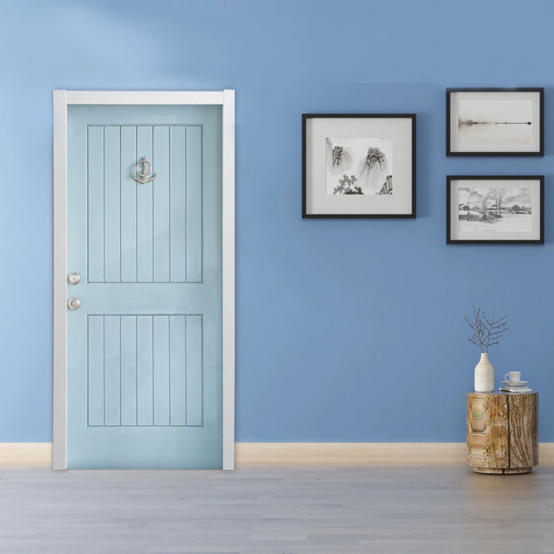 南京美式简约蓝色烤漆隔音室内卧室门 地中海风格室内套装门