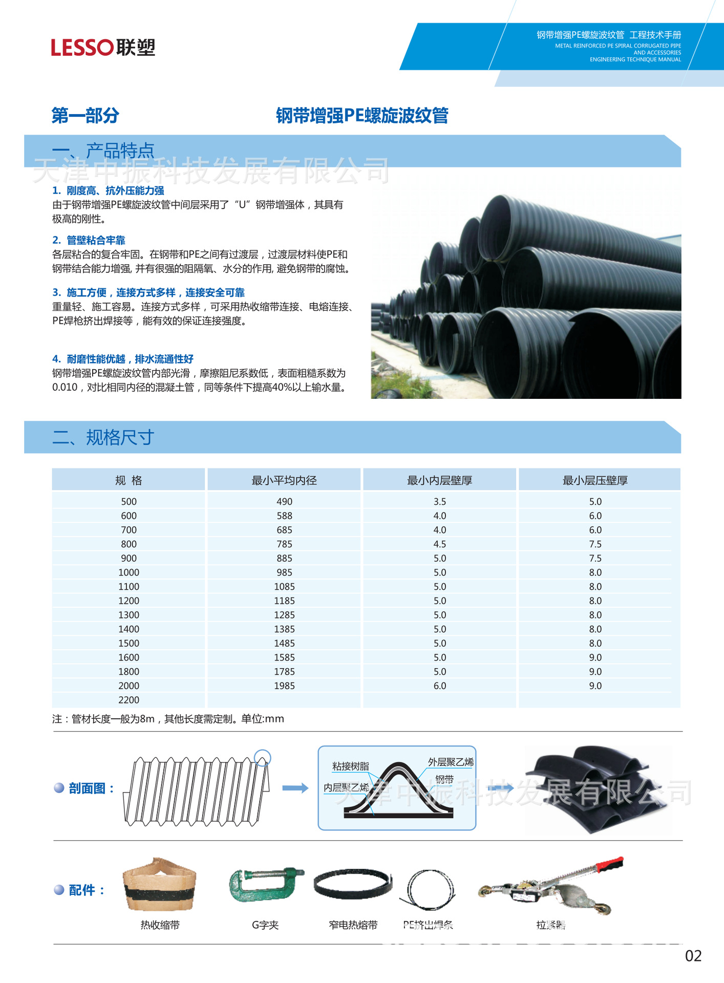 山东联塑钢带增强聚乙烯螺旋波纹管,山东联塑钢带波纹管,联塑