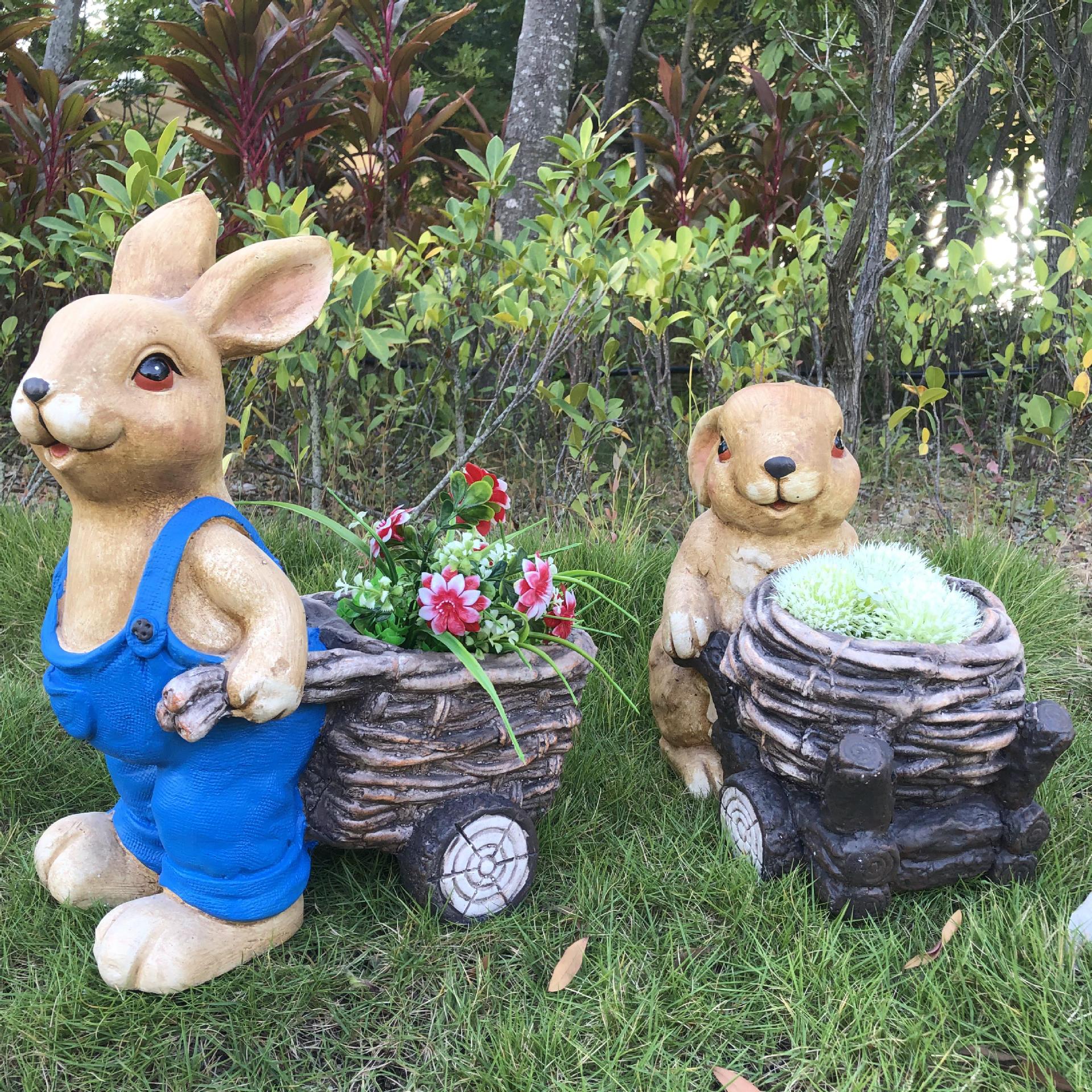 别墅庭院装饰花园摆件户外卡通兔子园林景观雕塑小品仿真动物摆设