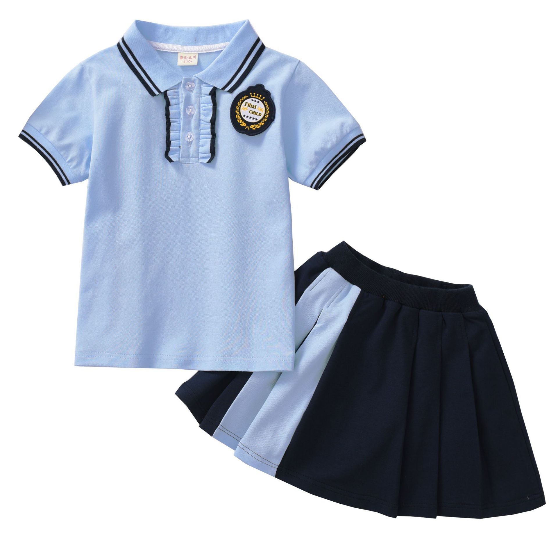 夏装幼儿园园服小学生校服班服短袖毕业服拍照夏季套装英伦风透气