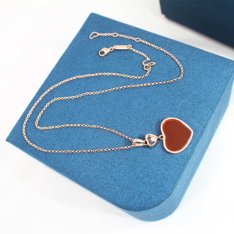 姚晨刘涛同款红玛瑙爱心项链s925银镀金甜美气质桃心女士锁骨链