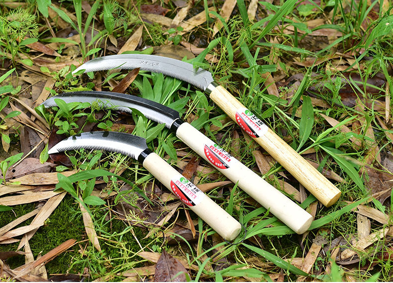 农用割工具全钢加厚镰刀家用收割麦子连刀带齿镰刀小镰刀割禾刀