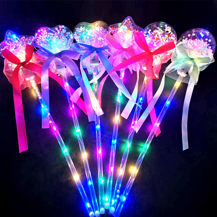 Magic Wand Bounce Ball Magic Wand Flash Ball Push Small Gifts Children's Luminous Toys Night Market Stall Drainage