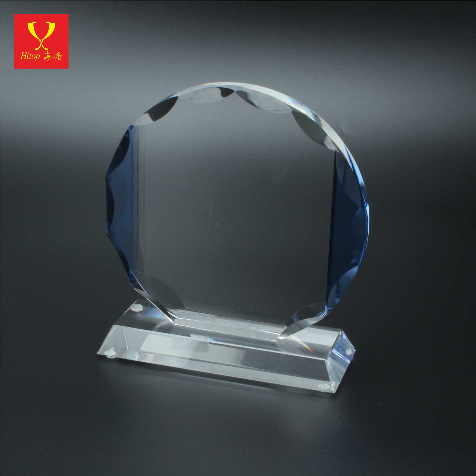 海嵣水晶奖牌 圆形奖牌可喷砂内雕定制logo书法音乐舞蹈比赛奖品