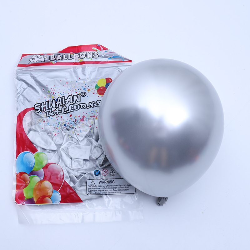 Shuai'an Metal Rubber Balloons Factory Wholesale Thickened 10-Inch Pearl Metal Chrome Birthday Arrangement Party Decoration