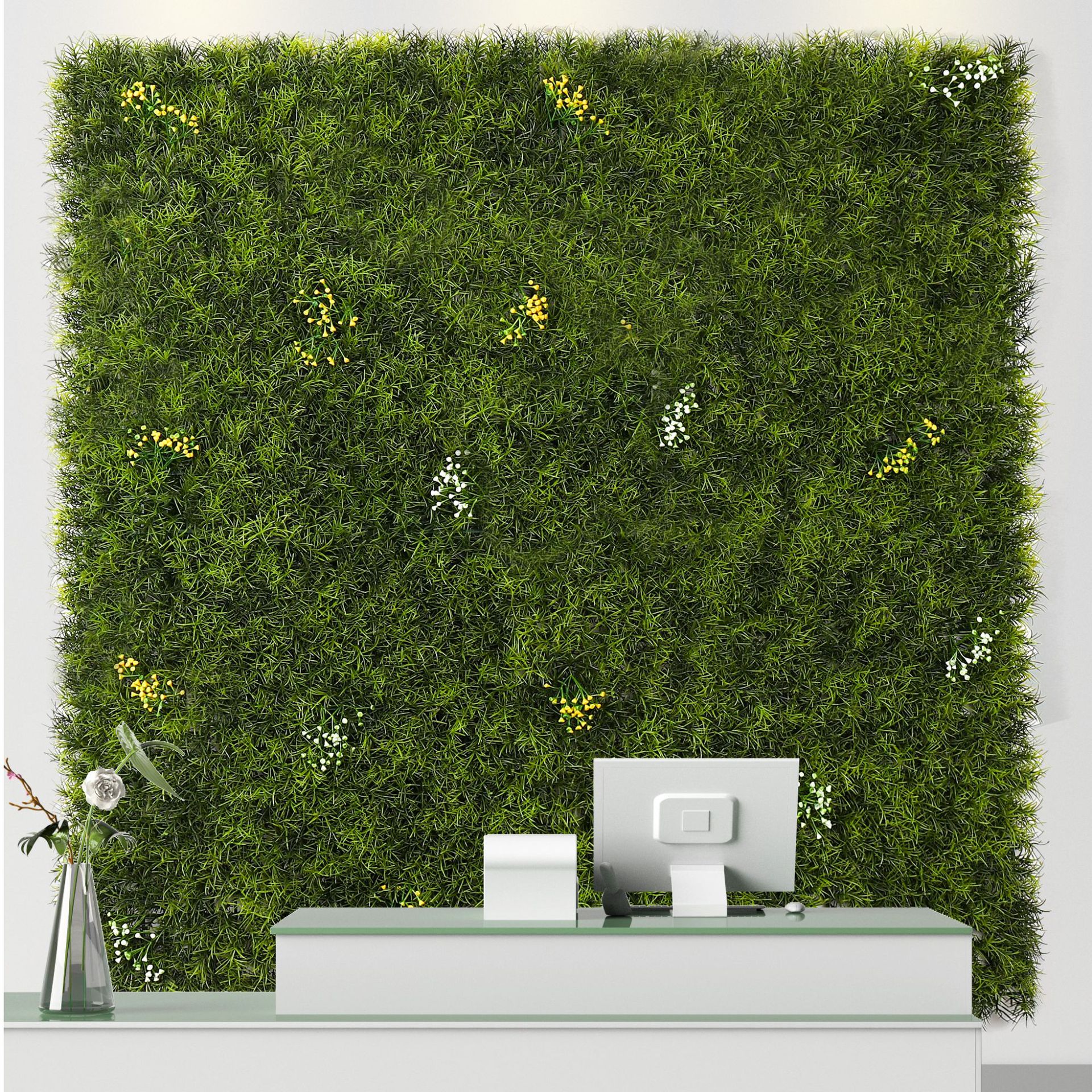 仿真植物墙装饰假草背景墙加密米兰尤加利塑料草坪商场绿化景观草