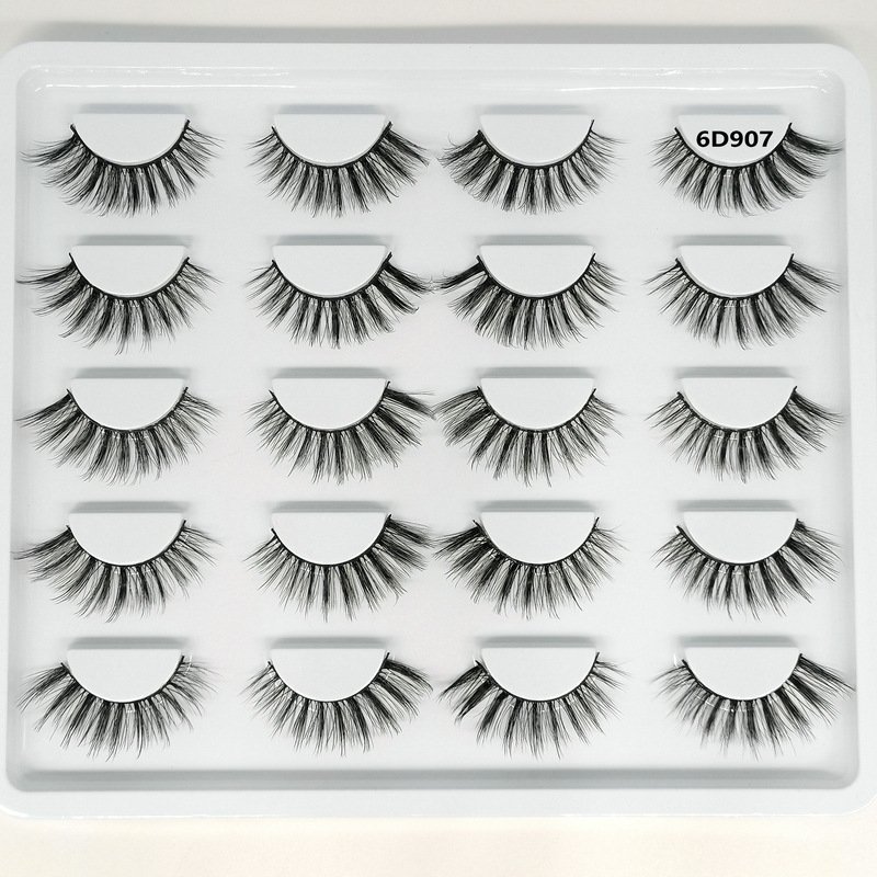 Cross-Border Supply 6d False Eyelashes 10 Pairs Affordable European and American Style Natural Curling Soft Multi-Layer Stereo Eyelash