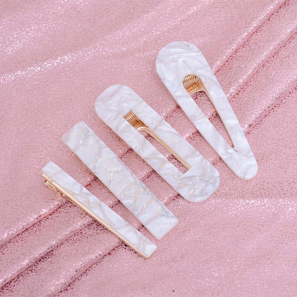 网红同款夹子夹头发韩国醋酸亚克力金色一字夹边夹刘海无痕水滴