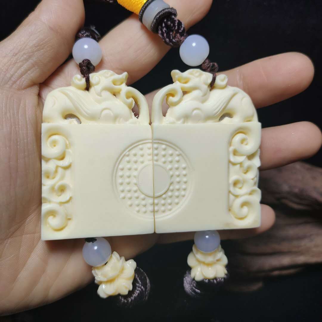 象牙果吊坠雕刻情侣项链男女款461牌创意双面礼品小挂件生日礼物