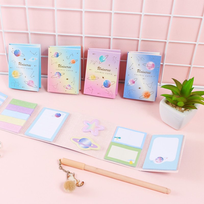 gz韩国创意 星空小宇宙6折便利贴可爱造型折叠本装n次贴便签本762