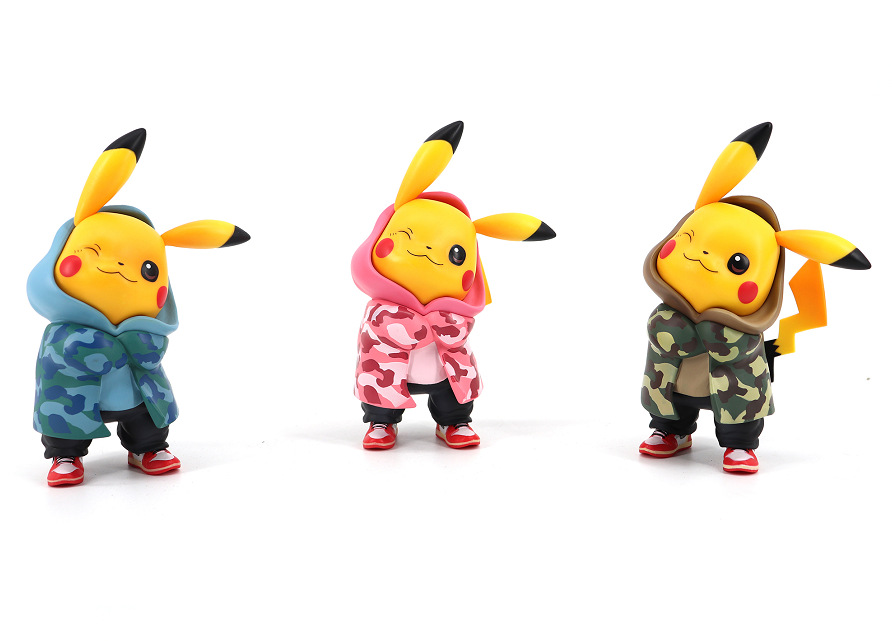 宠物小精灵 口袋妖怪 迷彩服皮卡丘 q版公仔 模型盒装手办