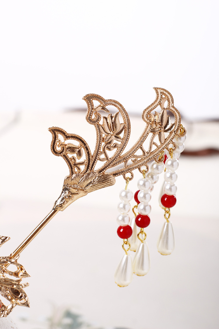 步摇发冠一套【半夏】仙鹤汉服头饰套装流苏发钗古装配饰古风发饰