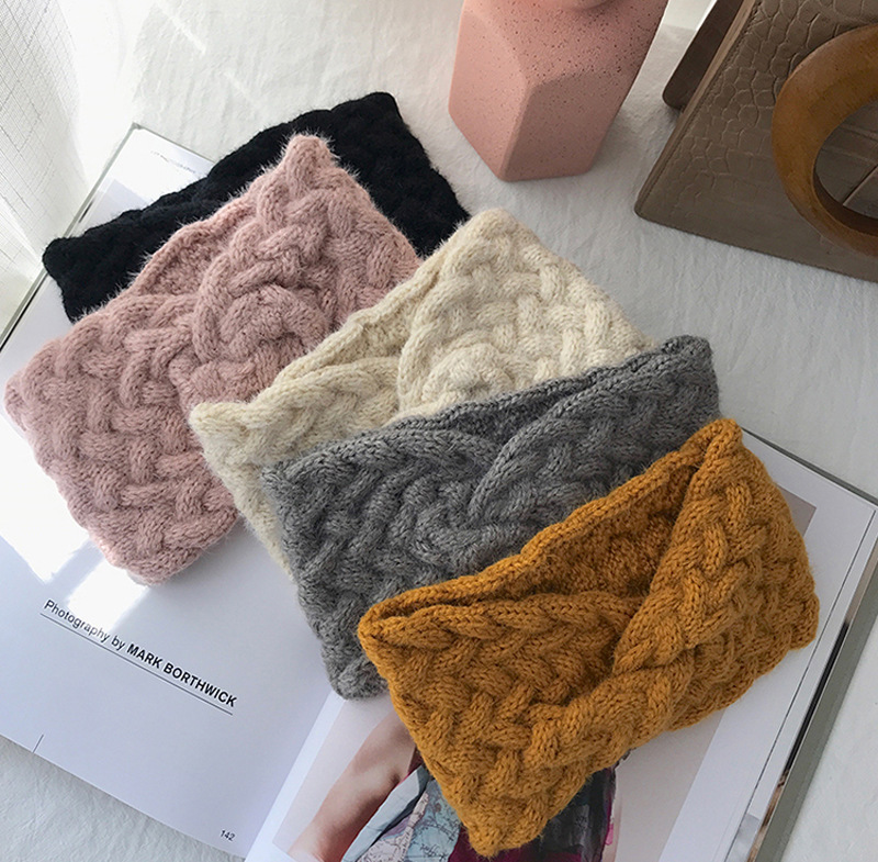 Knitted Headband Women's Net Red Korean Headwear out Ear Protection Wool Headband Wide Edge Face Washing Autumn and Winter Warm Headgear