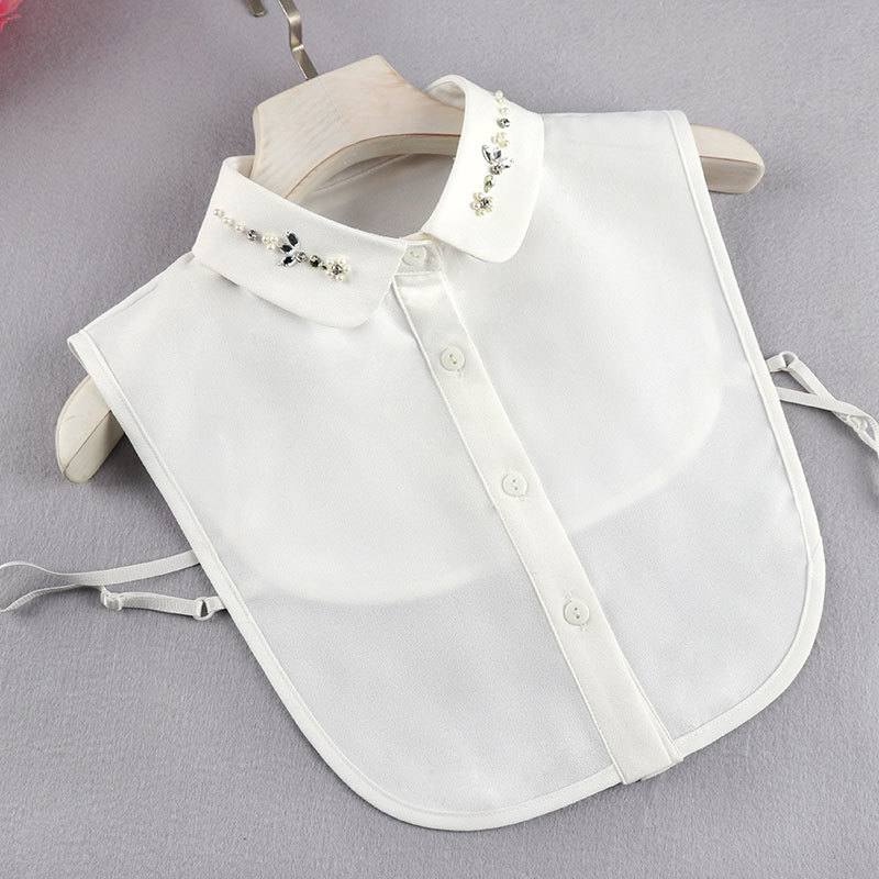 新款秋冬季假领子女雪纺梅花钉珠衬衣假领子衬衫百搭假领衬衫圆领