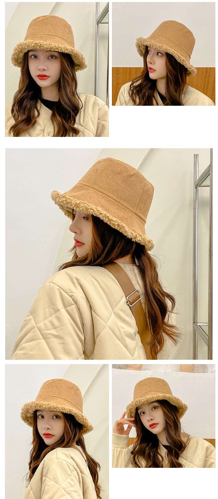 包邮 秋冬韩版羊羔毛渔夫帽百搭学生新款保暖盆帽羊羔绒渔夫帽