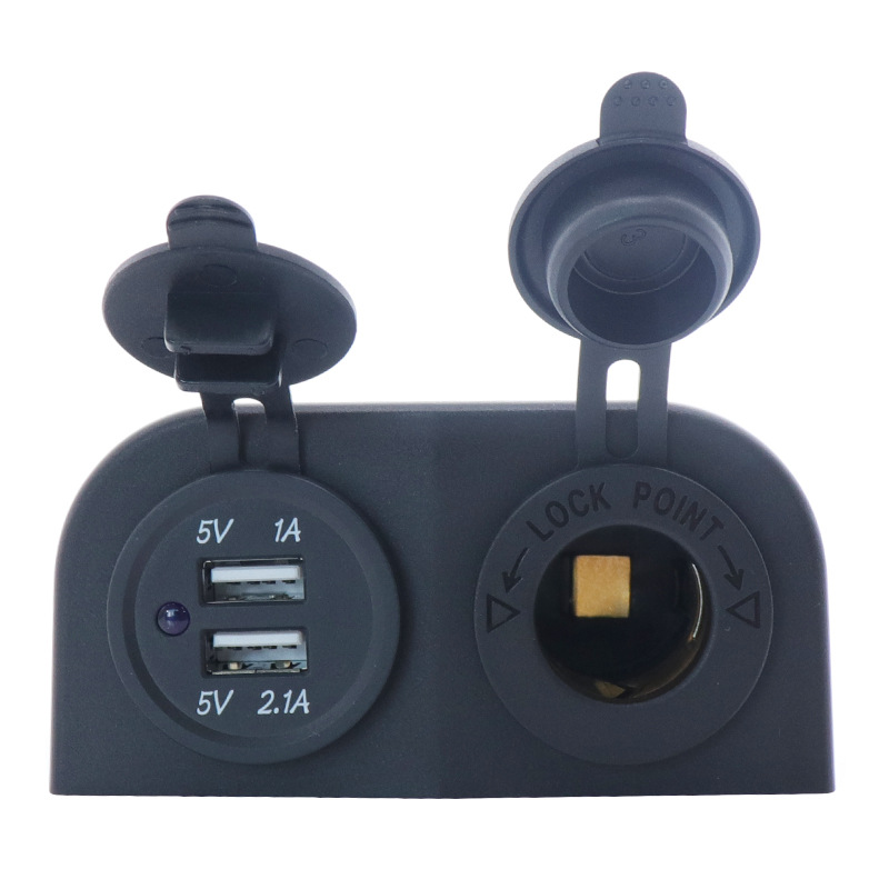 12v点烟器母座usb车充双孔帐篷面板盒组合防水亚马逊跨境电商新款