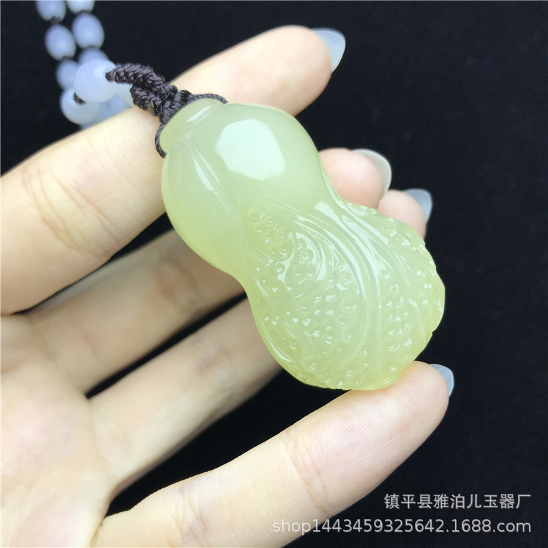 天然冰种蚕丝玉白菜吊坠 天然玉石手工雕刻百财吊坠挂件 毛衣链