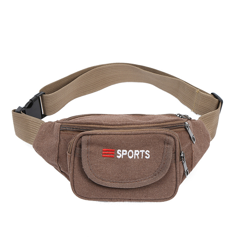 Customized Multi-Functional Sports Leisure Belt Bag Stylish and Portable Large Capacity Canvas Wallet Four-Pull Small Bag Wholesale