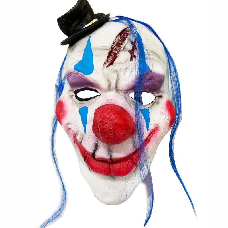 万圣节乳胶面具带帽彩色小丑头套整蛊恶搞派对cosplay舞会装饰