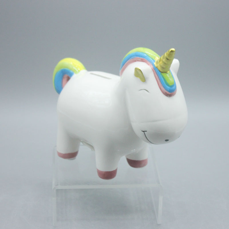 欧美陶瓷独角兽储蓄罐家居装饰摆件创意礼品小马可取存钱罐批发