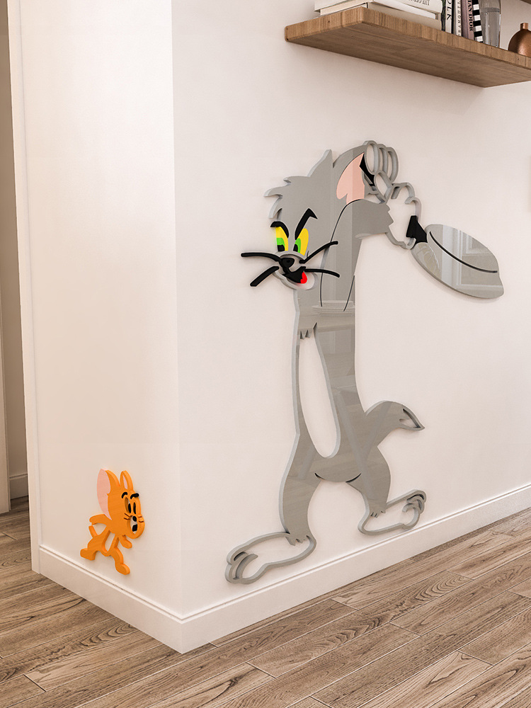 猫和老鼠贴纸墙角墙贴画创意儿童房背景墙面装饰房间布置冰箱贴3d