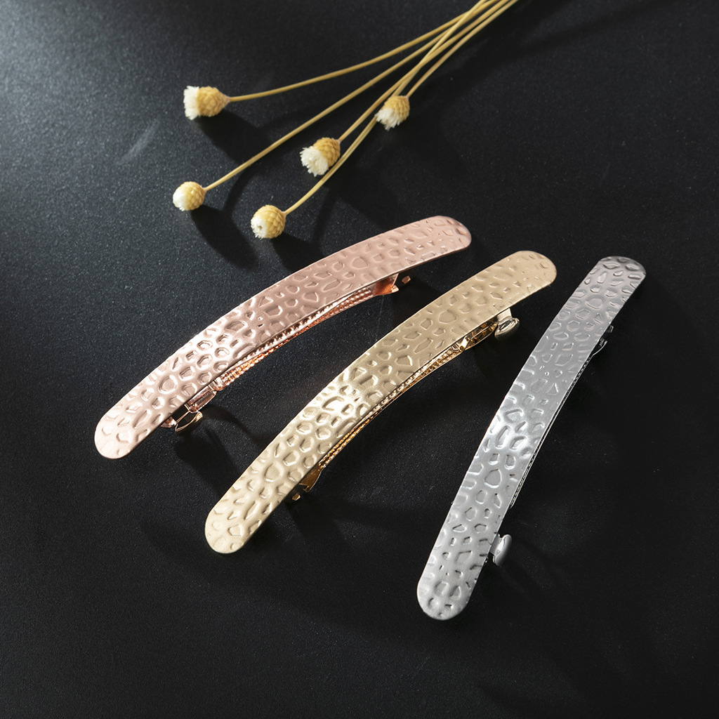 跨境ins网红款电镀金属发夹凹凸面金属拉丝发夹厂家直销头饰女