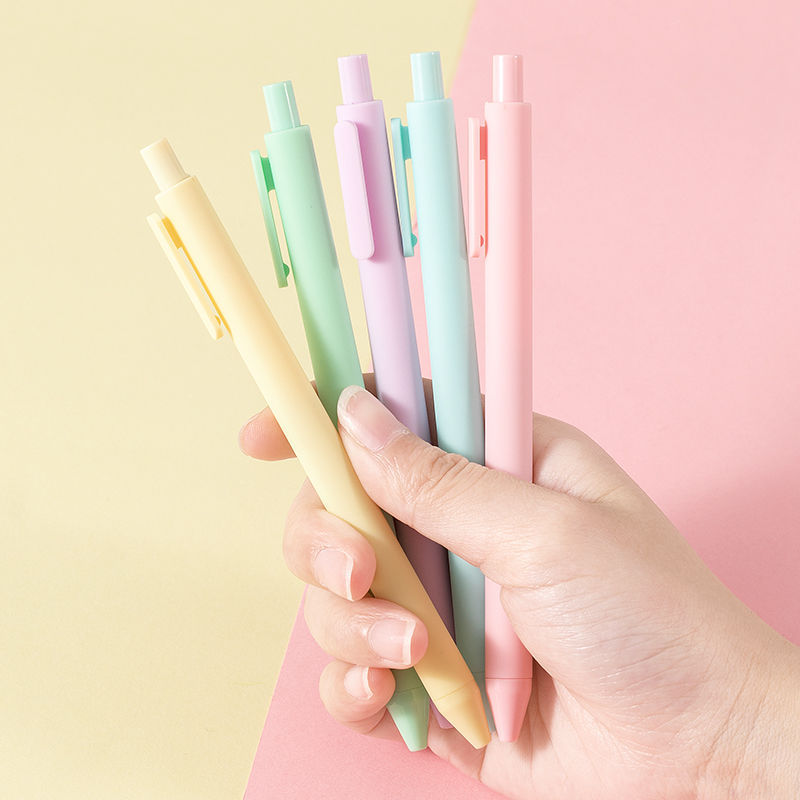 韩国少女ins马卡龙色系中性笔彩色磨砂0.5mm签字笔可爱五支一套入