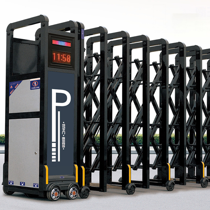 厂家供应霸王系列门铝合金电动伸缩门 工厂防盗折叠推拉移大门