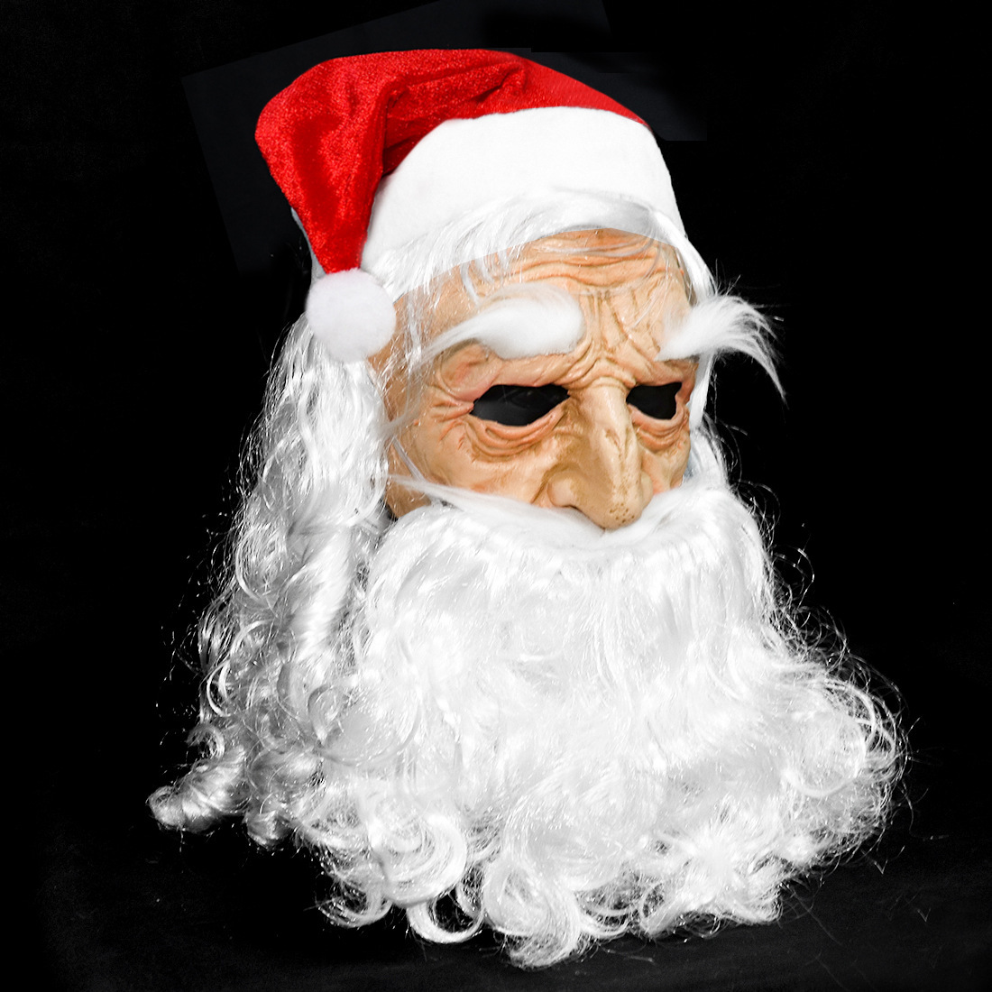 圣诞白胡子老人面具圣诞节老爷爷面具恐怖乳胶头套圣诞老人棉花