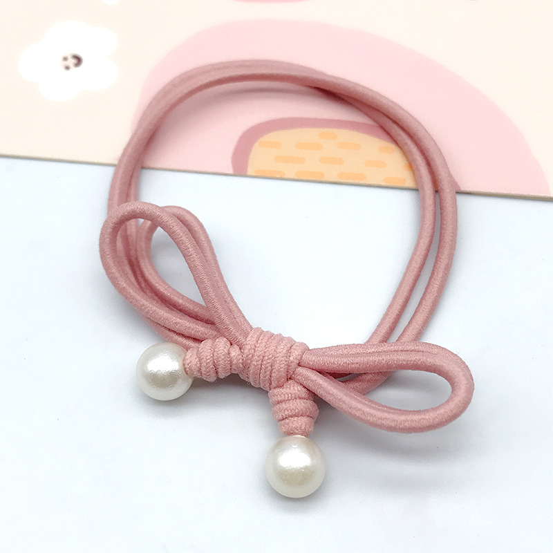 珍珠牛角蝴蝶结头绳欧美跨境女士扎头发橡皮筋批发