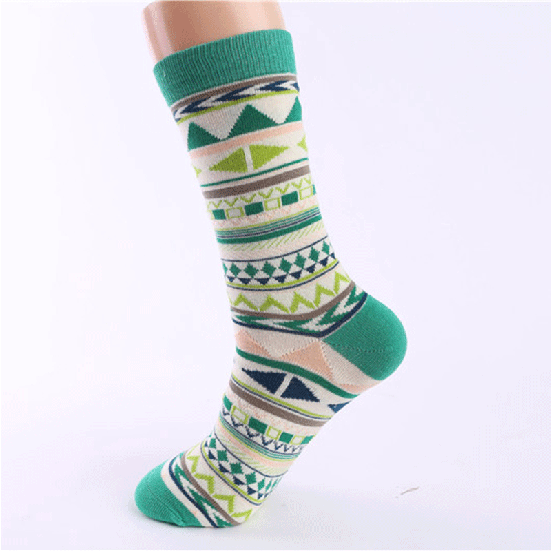 Foreign Trade Exported to Europe and America Tube Socks Processable Custom Geometric Jacquard Pattern Socks