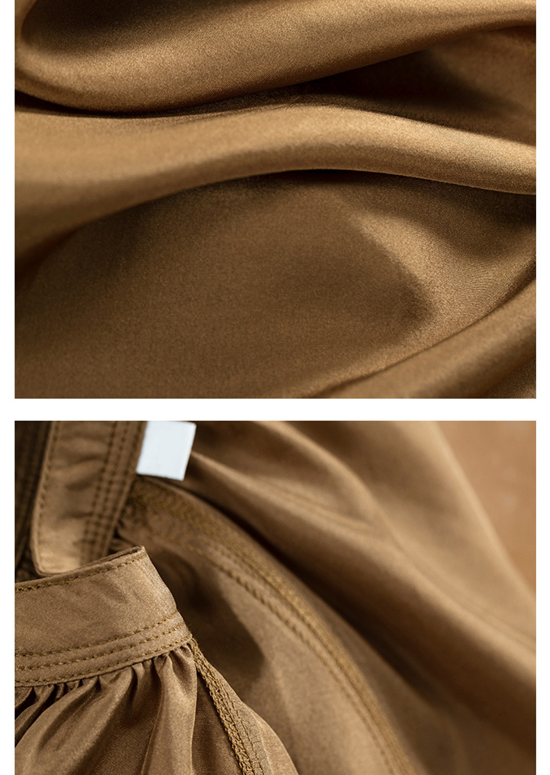 秋季女士衬衫上衣衬衣女v领长袖宽松气质复古摩卡色通勤淑女chic