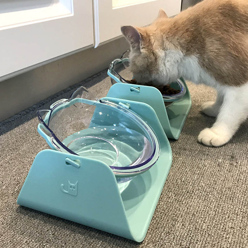 猫饭盆猫碗保护颈椎斜口单碗猫粮碗猫食盆猫盆倾斜猫咪宠物碗
