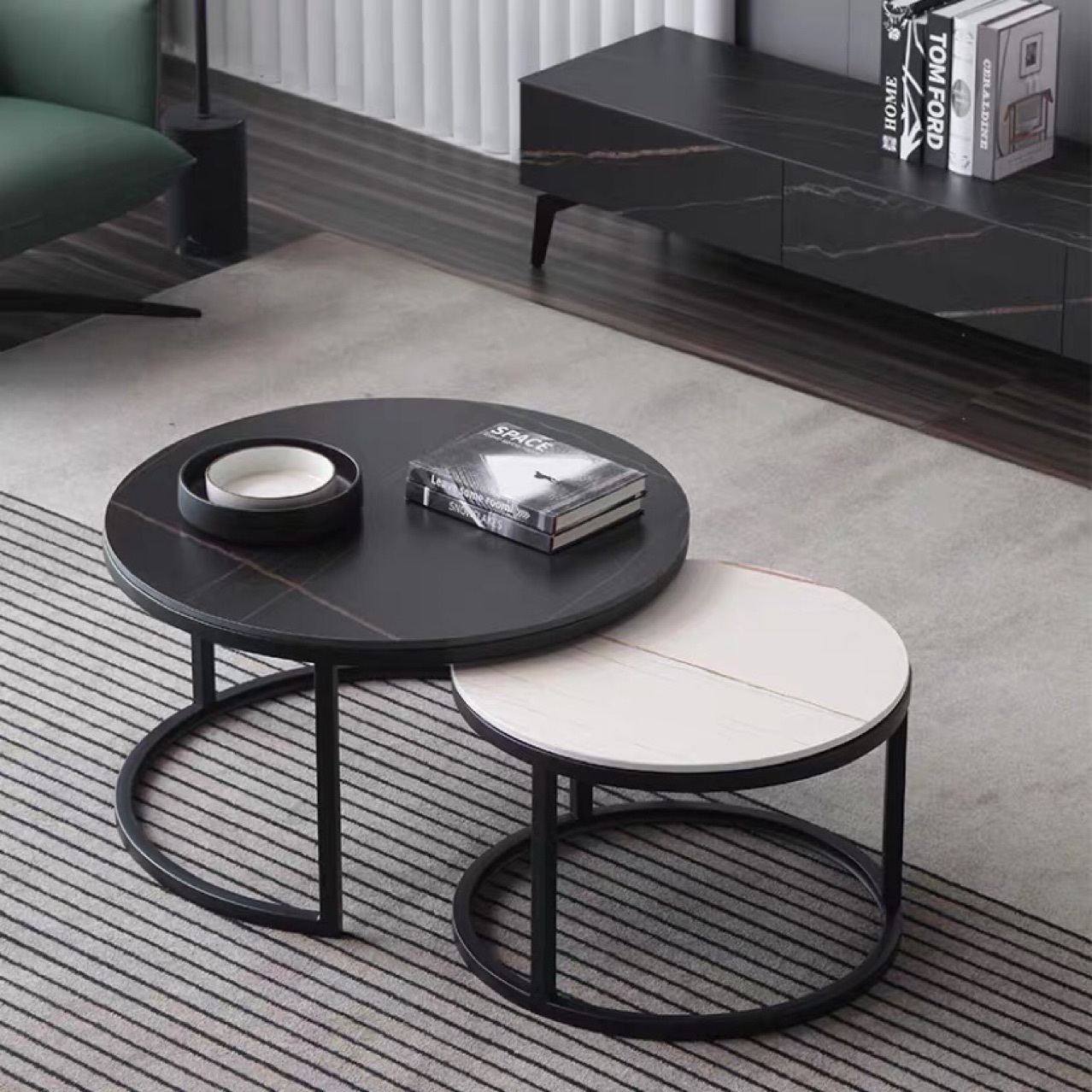 2020新款岩板圆形茶几轻奢简约现代小户型客厅家用创意大小圆茶几