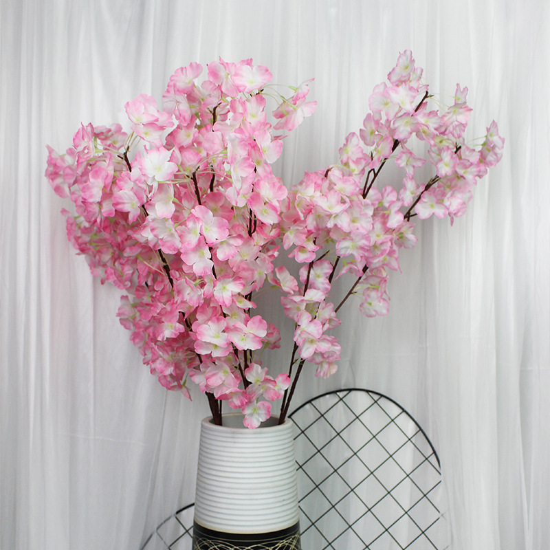 假花绢布三叉梨花直播间服装店装饰花束橱窗拍照居家客厅花朵批发