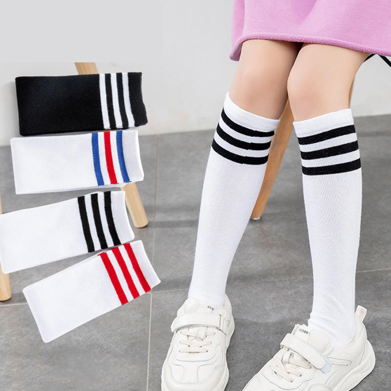 学生袜子中长筒足球袜三条杠儿童白袜学校礼服校服袜子厂家直销